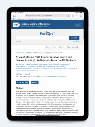 Publications – Atlas of plasma NMR biomarkers